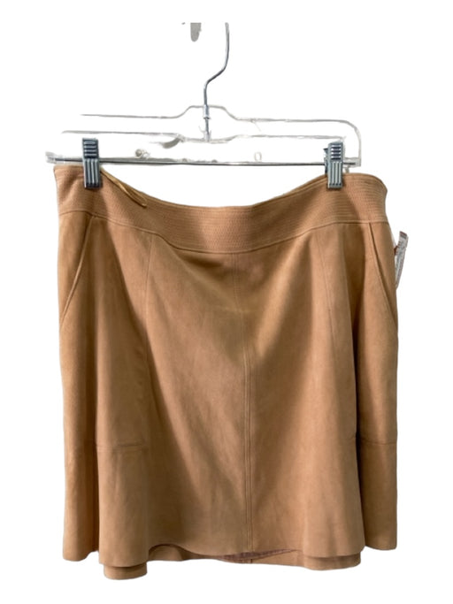 Joie Size 12 Tan Goat Leather Suede Side Zips Front Pockets Skirt Tan / 12