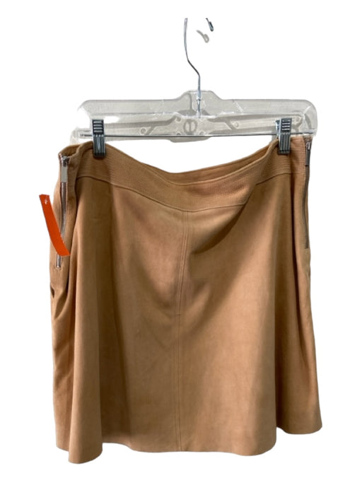 Joie Size 12 Tan Goat Leather Suede Side Zips Front Pockets Skirt Tan / 12