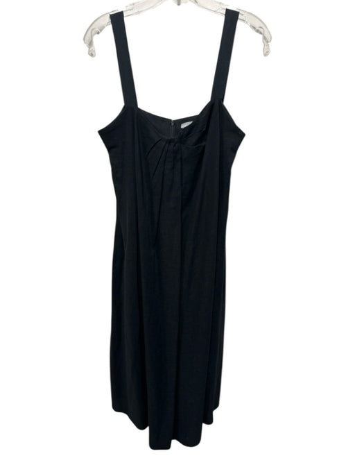 Vince Size 10 Black Viscose Blend Sleeveless Gathered Front Back Zip Midi Dress Black / 10