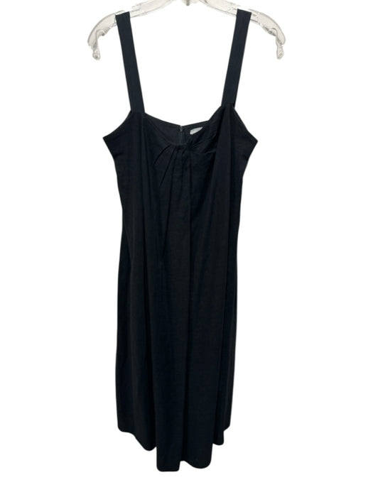 Vince Size 10 Black Viscose Blend Sleeveless Gathered Front Back Zip Midi Dress Black / 10