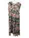Gallabia Size M White, Green & Pink Cotton Botanical Print Sleeveless Dress White, Green & Pink / M