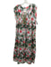 Gallabia Size M White, Green & Pink Cotton Botanical Print Sleeveless Dress White, Green & Pink / M