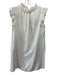 Ann Mashburn Size L White Cotton Floral Eyelet Sleeveless Ruffle Shoulder Dress White / L