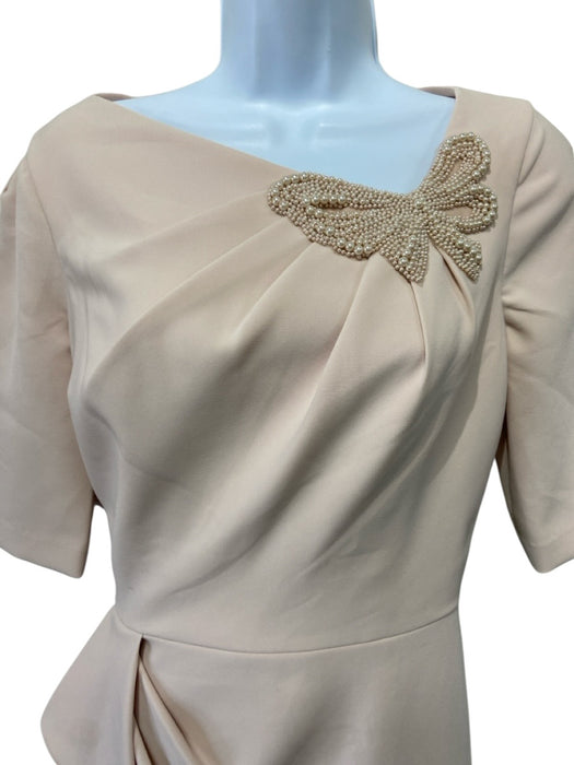 Rickie Freeman for Teri Jon Size 8 Beige Pink Polyester 1/2 Sleeve Gown Beige Pink / 8