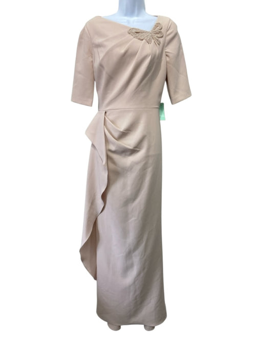 Rickie Freeman for Teri Jon Size 8 Beige Pink Polyester 1/2 Sleeve Gown Beige Pink / 8