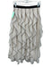 Sofia Size 1 Cream & Black Polyester Elastic Waistband Mesh Ruffle Midi Skirt Cream & Black / 1
