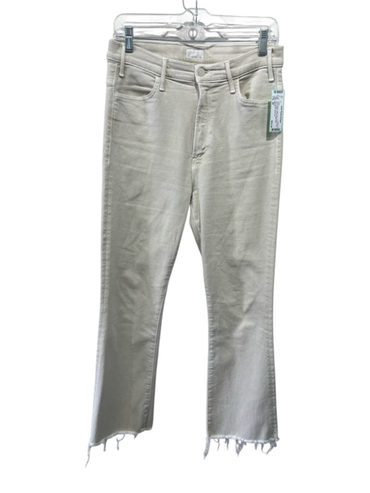 Mother Size 29 Cream Beige Cotton Blend Denim Raw Hem Button & Zip Fly Jeans Cream Beige / 29