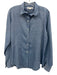 Ann Mashburn Size XL Blue Cotton & Linen Long Sleeve Button Up Collared Top Blue / XL
