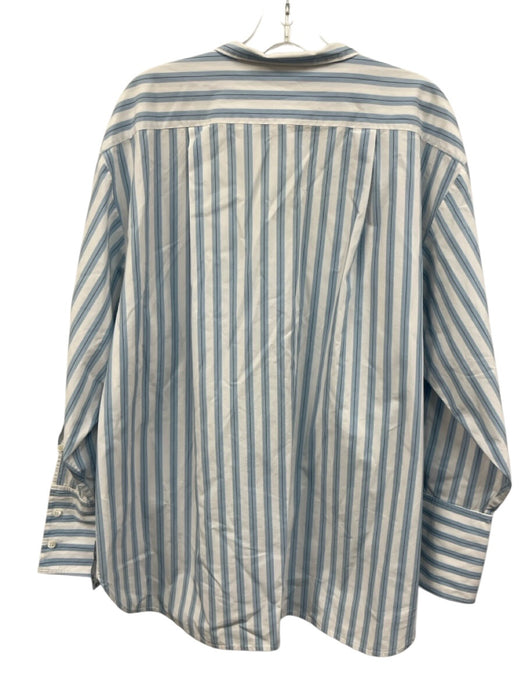Frame Size Large White, Blue, Navy Cotton Long Sleeve Striped Button Front Top White, Blue, Navy / Large