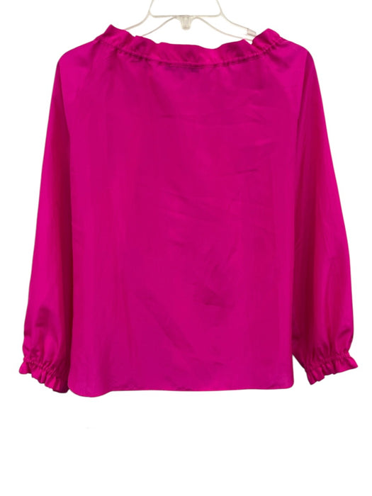 Beautiful People Size Medium Fuschia Pink Silk Long Sleeve Drawstring Top Fuschia Pink / Medium