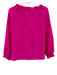 Beautiful People Size Medium Fuschia Pink Silk Long Sleeve Drawstring Top Fuschia Pink / Medium