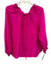 Beautiful People Size Medium Fuschia Pink Silk Long Sleeve Drawstring Top Fuschia Pink / Medium