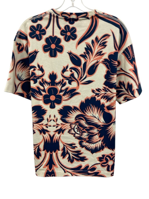 La Double J Size Small navy, orange, white Cotton Short Sleeve Floral Top navy, orange, white / Small