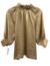 Sofia Size Est M Beige Gold Polyester Half Sleeve Shimmer Ruffle V Neck Top Beige Gold / Est M
