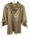 Sofia Size Est M Beige Gold Polyester Half Sleeve Shimmer Ruffle V Neck Top Beige Gold / Est M
