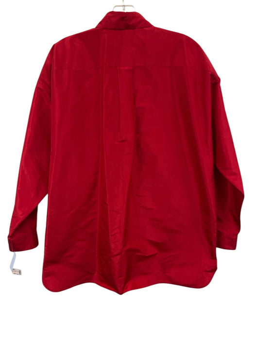 Ann Mashburn Size Small Red Silk Long Sleeve Button Front Collar Top Red / Small
