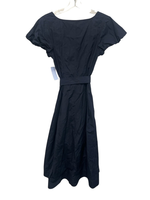 Ulla Johnson Size 6 Navy Blue Cotton Short Puff Sleeve Button Front Midi Dress Navy Blue / 6