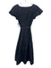 Ulla Johnson Size 6 Navy Blue Cotton Short Puff Sleeve Button Front Midi Dress Navy Blue / 6