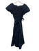 Ulla Johnson Size 6 Navy Blue Cotton Short Puff Sleeve Button Front Midi Dress Navy Blue / 6