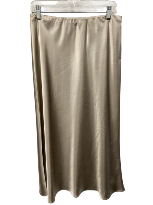 Ann Mashburn Size Medium Silver Taupe Silk Elastic Waist Midi Skirt Silver Taupe / Medium