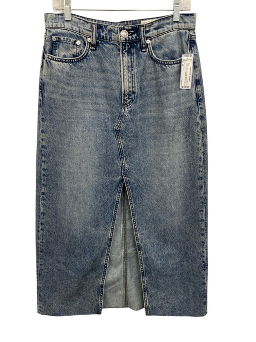 Rag & Bone Size 28 Medium Wash Cotton Denim High Rise Whiskering Acid Wash Skirt Medium Wash / 28
