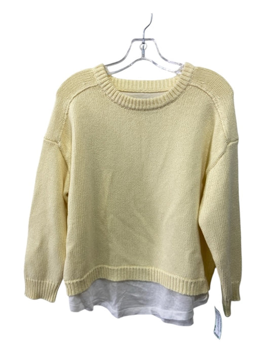 Brochu Walker Size S Yellow & White Cotton & Cashmere Blend Under Shirt Sweater Yellow & White / S