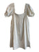Faherty Size M White 100% Organic Cotton Square Neck Short Puff Sleeve Dress White / M