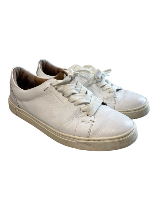 Frye Shoe Size 7.5 White Leather Upper Rubber Sole lace up Low Top Sneaker Shoes White / 7.5