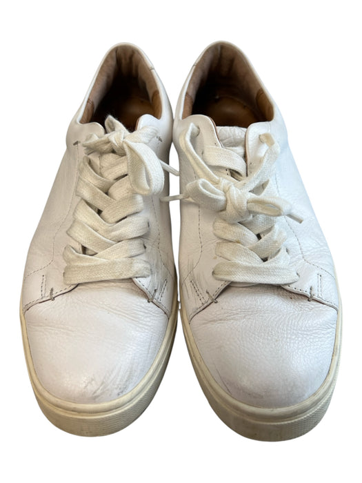 Frye Shoe Size 7.5 White Leather Upper Rubber Sole lace up Low Top Sneaker Shoes White / 7.5