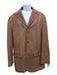 Zegna Size M Brown Leather Solid Button Up Men's Jacket Brown / M