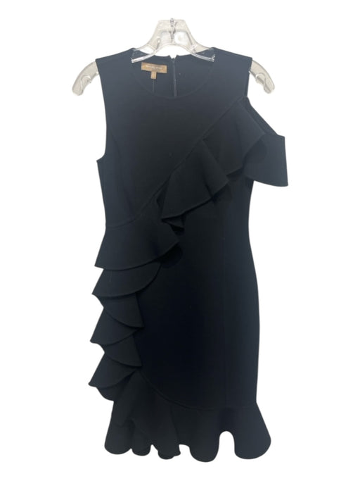 Michael Kors Size 4 Black Virgin Wool Blend Sleeveless Ruffle Detail Maxi Dress Black / 4