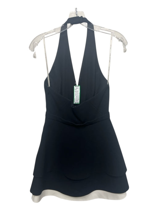 Halston Heritage Size S Black & White Polyester Blend Halter Layered Dress Black & White / S