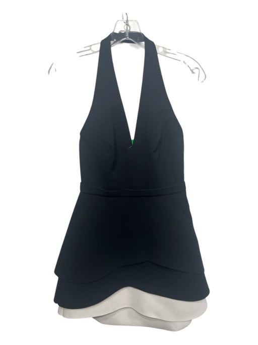 Halston Heritage Size S Black & White Polyester Blend Halter Layered Dress Black & White / S