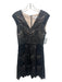 Reiss Size 4 Black & Neon Polyester Blend Lace Overlay Sleeveless V Neck Dress Black & Neon / 4
