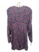 Joie Size 4 Orange, Blue & Black Viscose Long Sleeve Floral Back Zip Shift Dress Orange, Blue & Black / 4