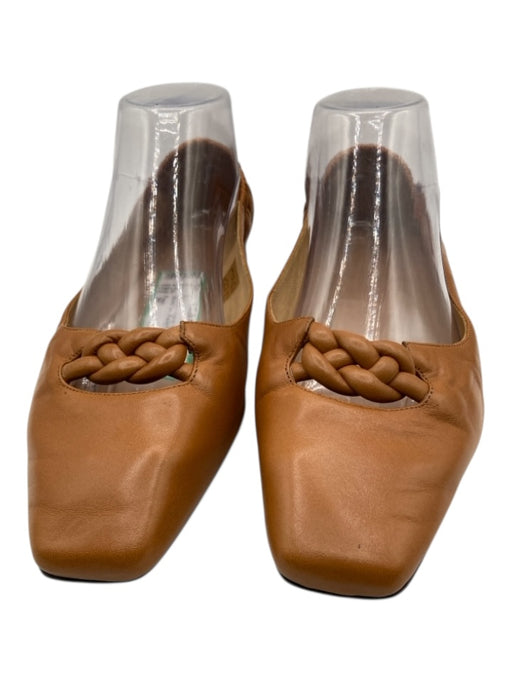 Frame Shoe Size 39 Cognac Brown Leather Square Toe Braided Design Flats Cognac Brown / 39
