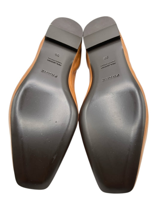 Frame Shoe Size 39 Cognac Brown Leather Square Toe Braided Design Flats Cognac Brown / 39