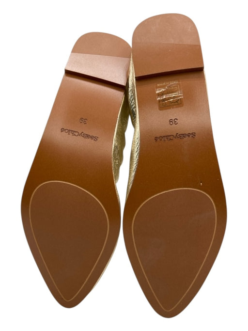See By Chloe Shoe Size 39 Gold Leather Pointed Toe Wrinkled Elastic Top Flats Gold / 39