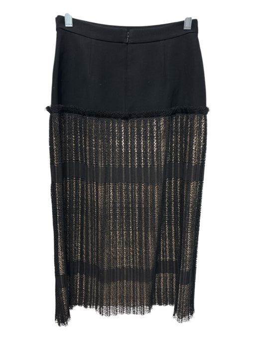 Alexis Size S Black Polyester Blend Lace Overlay Back Zip Midi Skirt Black / S