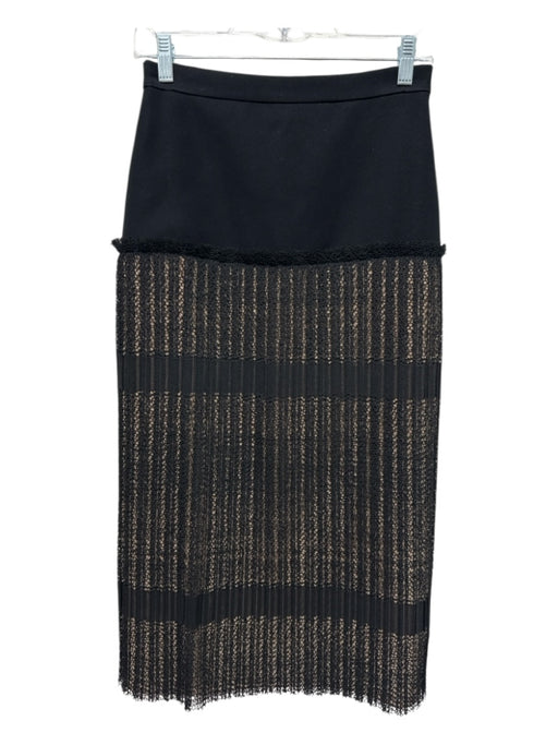 Alexis Size S Black Polyester Blend Lace Overlay Back Zip Midi Skirt Black / S