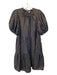 Ulla Johnson Size 8 navy & gold Cotton Blend Round Neck Back Button Dress navy & gold / 8