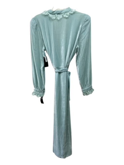 Sleeping With Jacques Size 3/L Seafoam Blue Viscose & Silk Velvet Sash Dress Seafoam Blue / 3/L