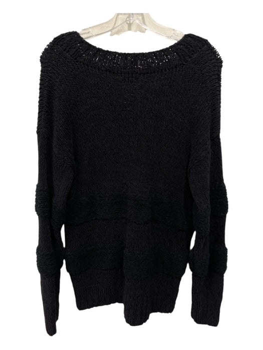 Frame Size M Black Polyester Blend Knit Stripes V Neck Sweater Black / M