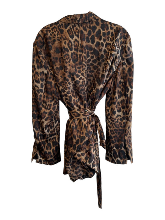 Zara Size M Black & Brown Polyester Lapel Leopard Print Long Sleeve Jacket Black & Brown / M