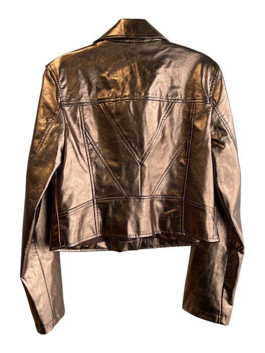 Avec Les Filles Size M Copper Faux Leather Metallic Asymetric Biker Jacket Copper / M