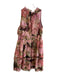 Nicole Miller Size L Pink Polyester Ruffle Neck Sleeveless Abstract Print Dress Pink / L