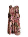 Nicole Miller Size L Pink Polyester Ruffle Neck Sleeveless Abstract Print Dress Pink / L