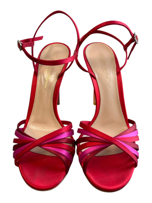 Gianvito Rossi Shoe Size 36 Red Fabric & Leather Satin Open Toe & Heel Shoes Red / 36