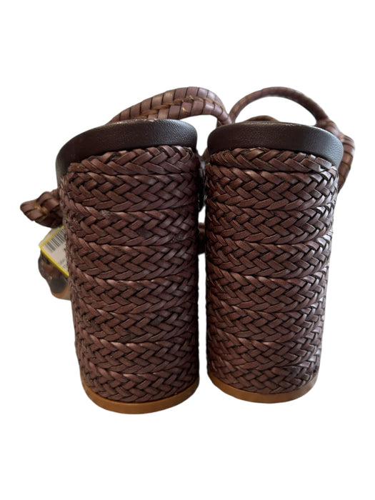 Schutz Shoe Size 6.5 Espresso Brown Leather Woven Open Toe & Heel Shoes Espresso Brown / 6.5