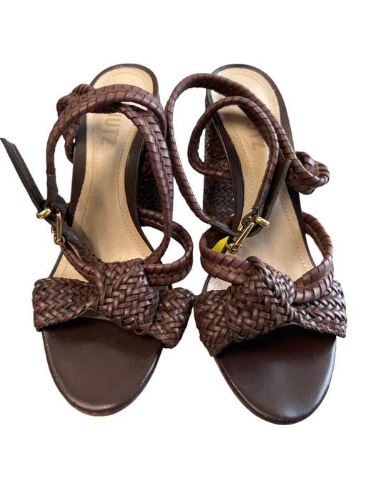 Schutz Shoe Size 6.5 Espresso Brown Leather Woven Open Toe & Heel Shoes Espresso Brown / 6.5